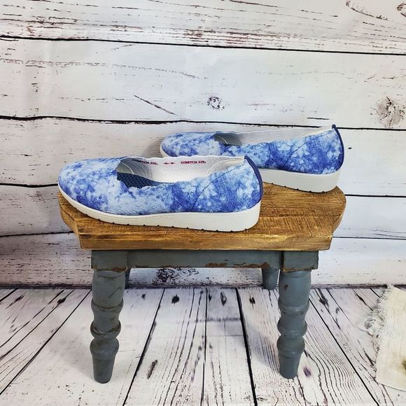 SKECHERS Cleo Flex Wedge Colorglow Washable Slip Ons Blue Size 8.5 Extra Wide - Picture 1 of 6